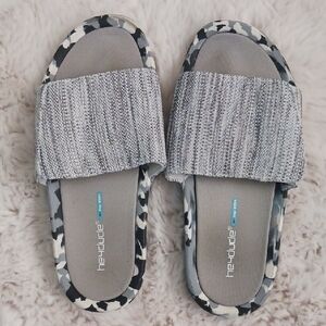 Hey Dude Textured Gray Slide Sandals